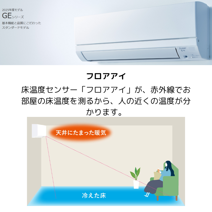 【本体のみ】三菱電機 霧ヶ峰 MSZ-GE5625S-W 18畳用 ルームエアコン GEシリーズ 単相200V ピュアホワイト