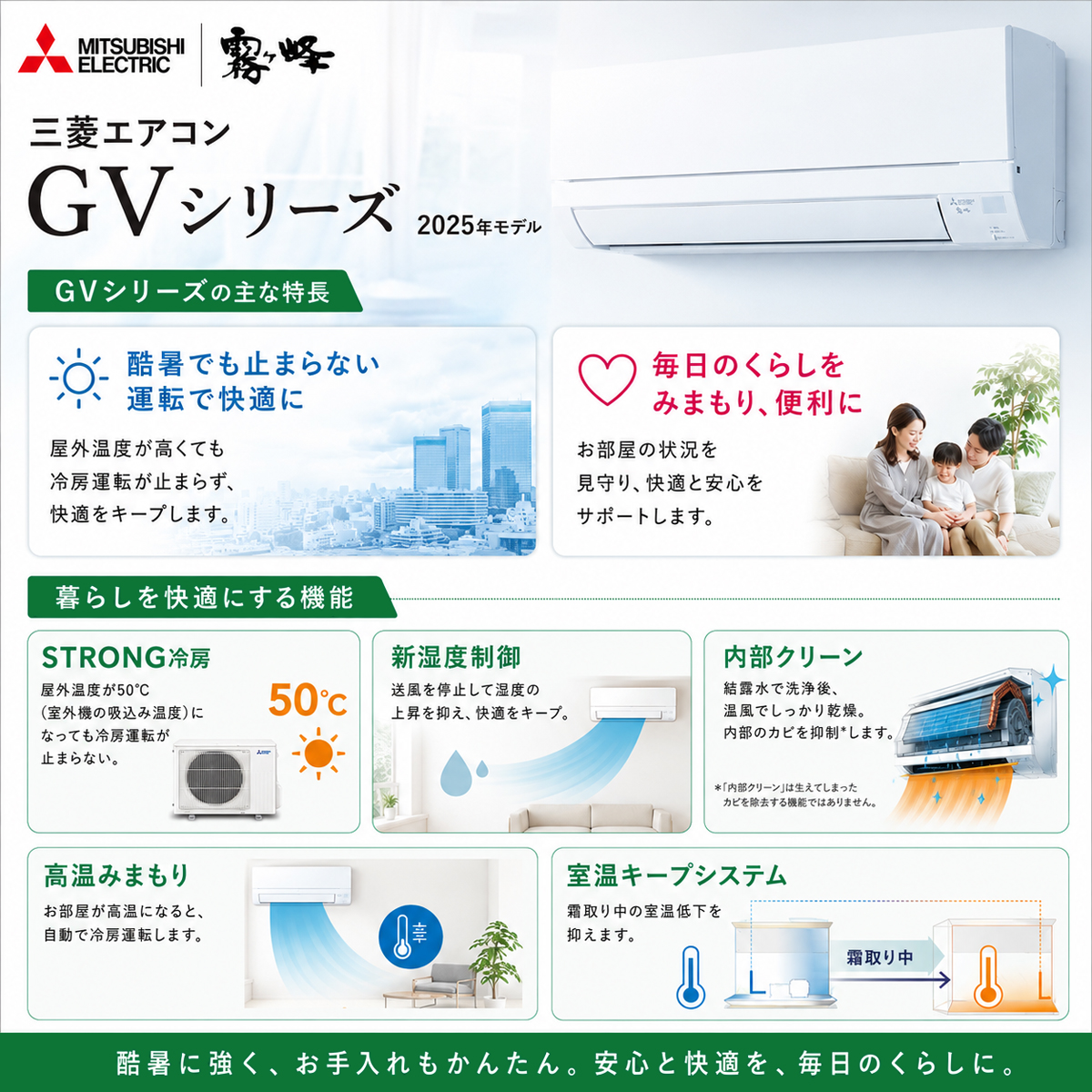 【本体のみ】三菱電機 霧ヶ峰 MSZ-GV2525-W 8畳用 ルームエアコン GVシリーズ 単相100V ピュアホワイト
