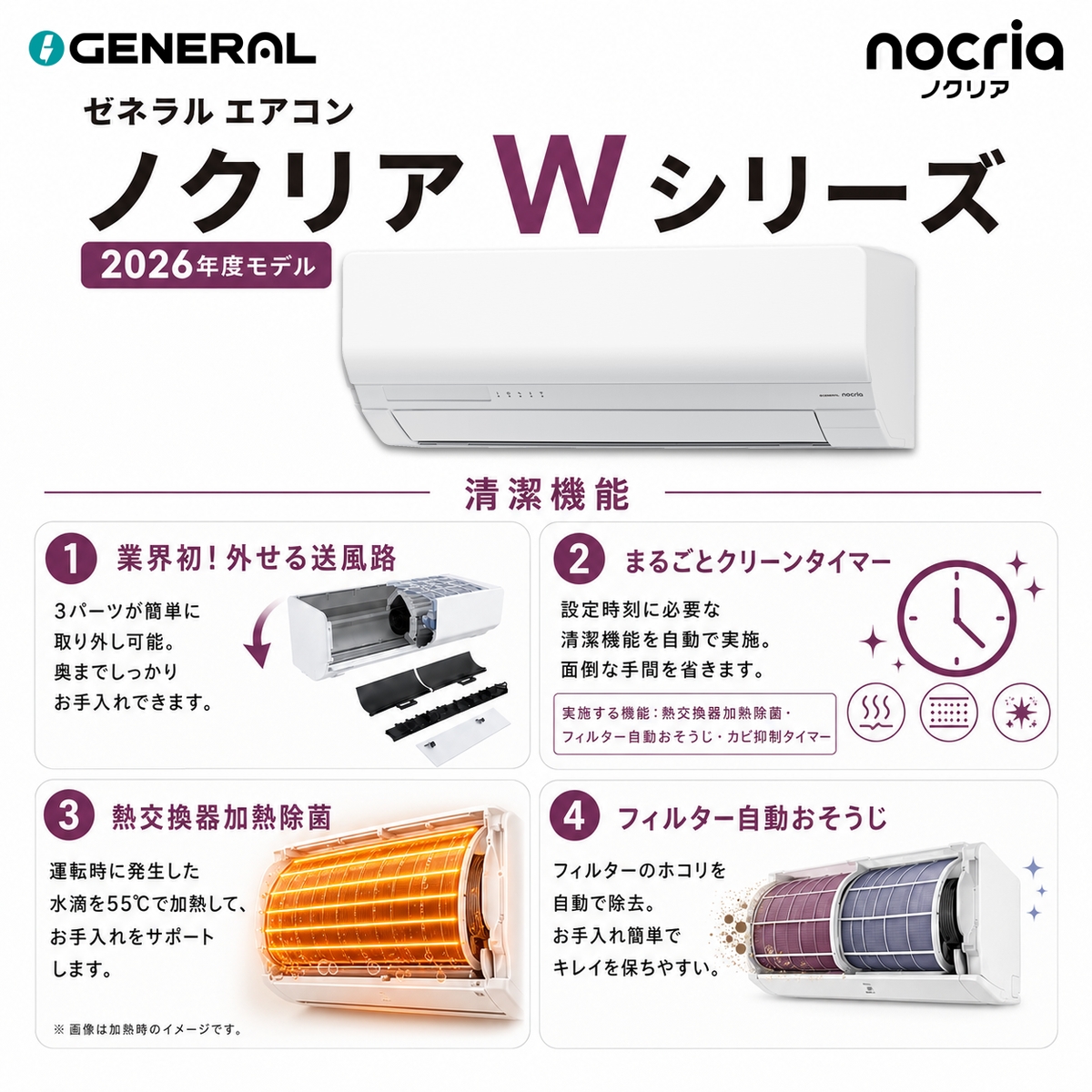 【本体のみ】富士通ゼネラル ノクリア AS-W256T-W 8畳用 ルームエアコン Wシリーズ ホワイト